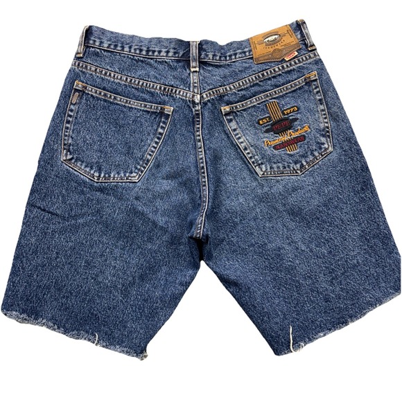 Vintage PEPE Denim Shorts Mens 32 Blue Jean Cut‎ Offs Y2K Vintage Embroidered - Picture 1 of 11
